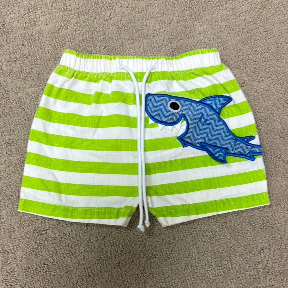 Mudpie Baby Boy Swim Trunks 9/12m EUC Fish Stripes Bathing Suit 9m 12M Pool